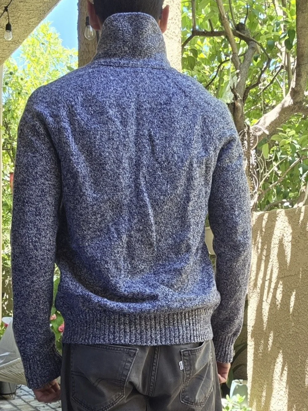 Banana Republic Men's Cable Shawl Collar Cardigan - Gray